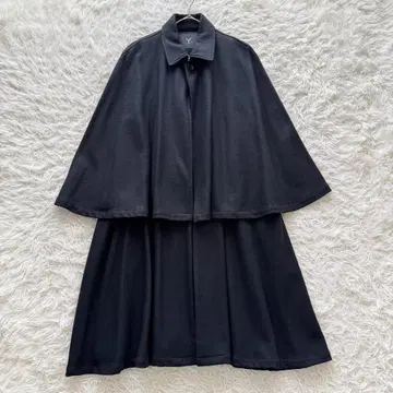 와이즈 블랙 블랙 롱 코트 판초풍 울