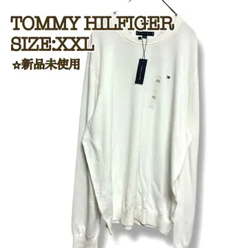 [ 새상품 ] 타미힐피거 하이 게이지 코튼 니트 크루넥 XXL 화이트