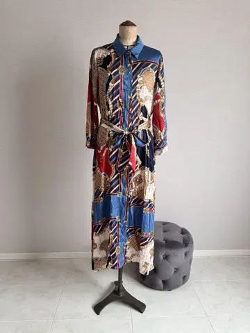 패턴 긴팔 셔츠 원피스 ZARA