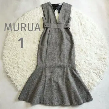 MURUA 사이드 벨트 오버롤 스커트 size1