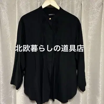 KURASHI& Trips 핀턱 블라우스 드레이프감 소재 블랙 사이즈 L