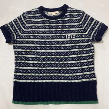 BROOKS BROTHERS 울 반팔 자카드 니트 풀오버