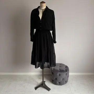 블랙 도트 무늬 셔츠 원피스 ZARA