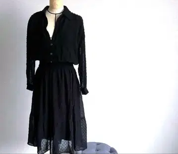 블랙 도트 무늬 셔츠 원피스 ZARA