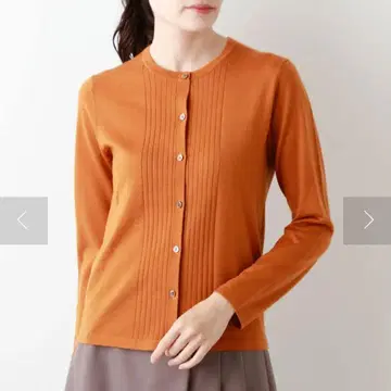 [뉴요커] 이탈리아제 얇은 소재 울 전면 리브 가디건 L 오렌지