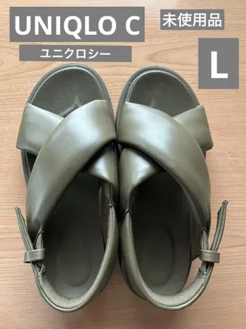 [미사용품] [L] UNIQLO C 크로스 스트랩 샌들 올리브색