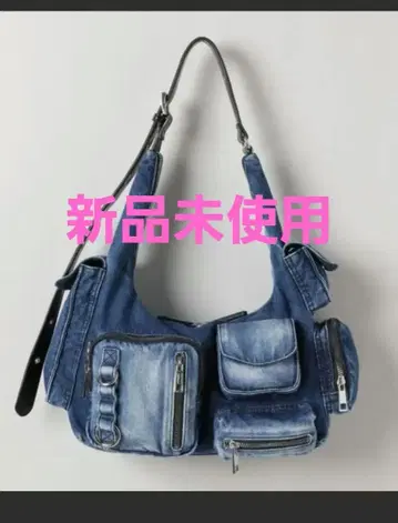 미사용 새상품 JEANASIS 멀티 포켓 데님 원 숄더백