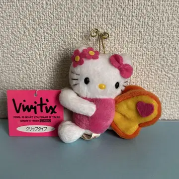 초 레어! 헬로키티 나비 봉제 인형 마스코트 클립 타입