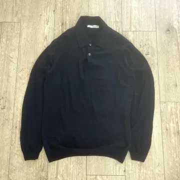 URBAN RESEARCH DOORS 니트 피케 셔츠 40 네이비