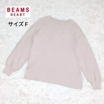 [ 새상품급 ] 빔즈 핑크 베이지 니트 슬릿 쿨넥 긴팔 F