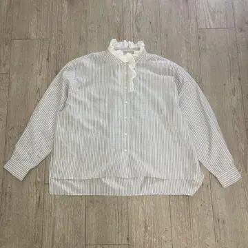 COEL 스트라이프 프릴 긴팔 셔츠 브라운