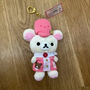 코리락쿠마 키링 봉제 인형 핑크 약 10cm