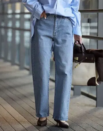 LE DENIM 스트레이트 팬츠 컬러 색스 블루 사이즈 36