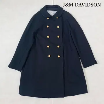 J&M DAVIDSON 더블 브레스트 울 코트 골드 버튼 네이비