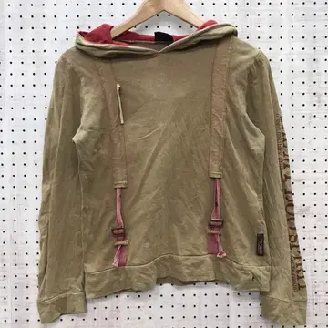 00's 구제 의류 레터드 벨트 장식 파라슈트 디자인 티셔츠 후드티