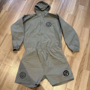Yeezy gosha 2피스 세트 나일론 자켓 하프 팬츠 그레이