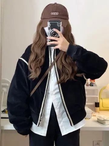 블루종 스티치 디자인 자켓 모드 캐주얼 아우터
