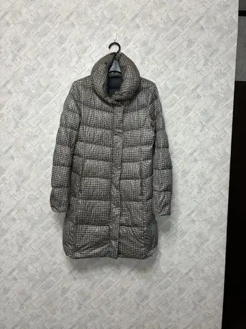 UNIQLO 그레이 계열 패턴 퀼팅 다운 롱 코트 M 울트라 라이트