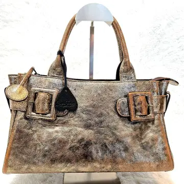 Y2K bronze leather tote vintage style