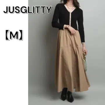 JUSGLITTY 배색 가디건 도킹 원피스 M 사이즈 롱 기장