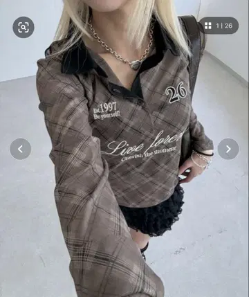 sedacle girl 체크 시어 유니폼 롱T S 사이즈