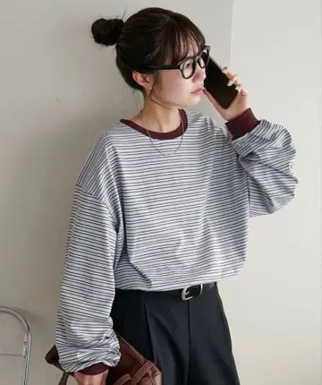 디스코트 discoat 랜덤 보더 롱 T