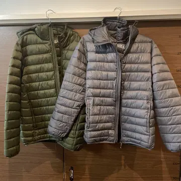 Eddie Bauer 후드 부착 다운 자켓 M 사이즈 그레이 올리브