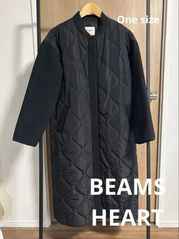 BEAMS HEART MA-1 x 퀼팅 롱 코트 블랙