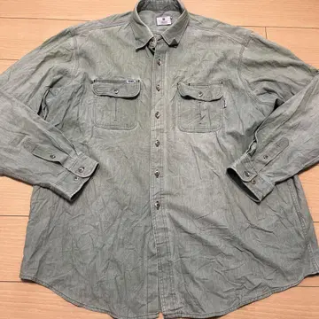 TYNDALE 빈티지풍 그린 데님 긴팔 셔츠 3XL