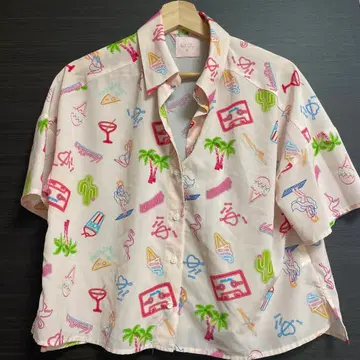 lillilly 네온 패턴 하와이안 셔츠 릴릴리 lily brown