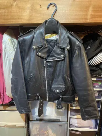 블랙 가죽 더블 라이더 자켓