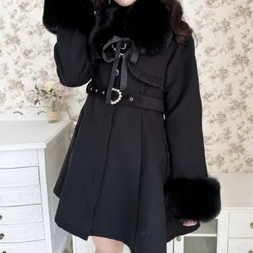 [ 새상품급 ] ROJITA 로지타 코트 참 퍼 포함 플레어 리본