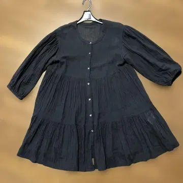 블랙 앞 버튼 플레어 튜닉 셔츠