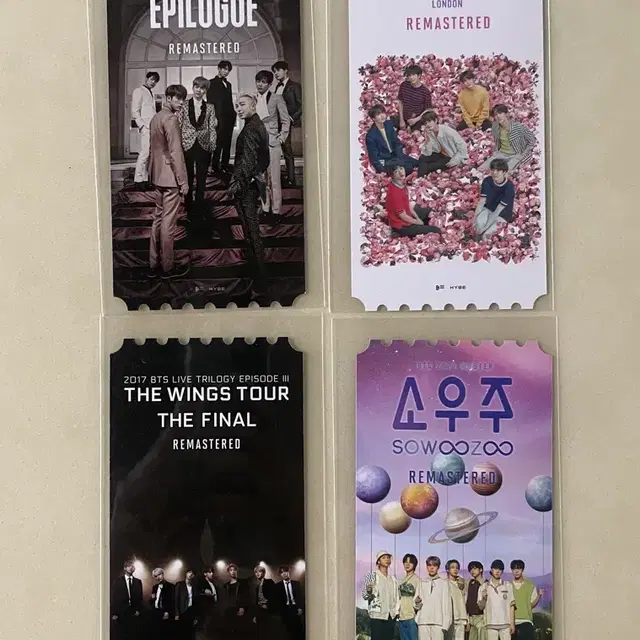 (택포)bts 오리지널티켓 4종 일괄 + 슬로건 랜덤 2종