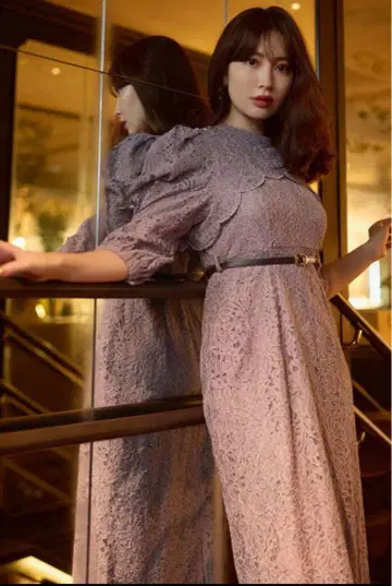 Herlipto Scallop Belted Lace Dress