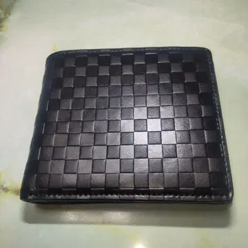 블랙 가죽 뜨개질 접이식 지갑