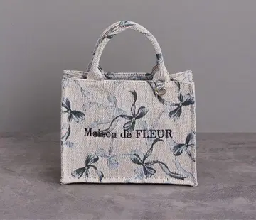 Maison de FLEUR 리본 무늬 고블랑 스퀘어 토트백 블루 S