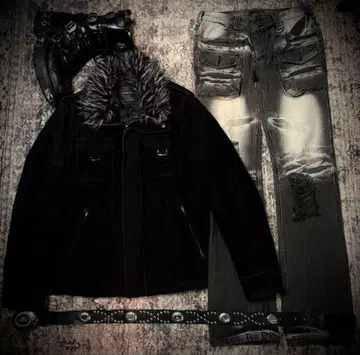 Fur Jacket Distressed Denim Vkei archive