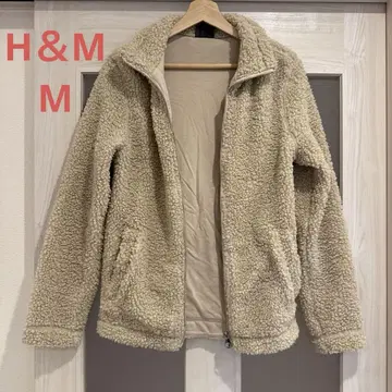 H&M 남성용 플리스 베이지 아우터 긴팔 블루종 점퍼