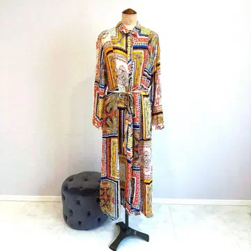 기하학 패턴 롱 셔츠 원피스 ZARA