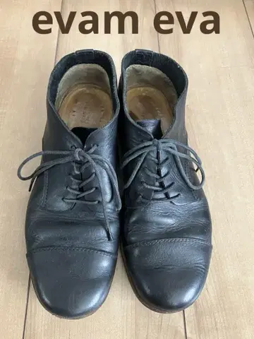 evam eva 가죽 블랙 레이스업 슈즈