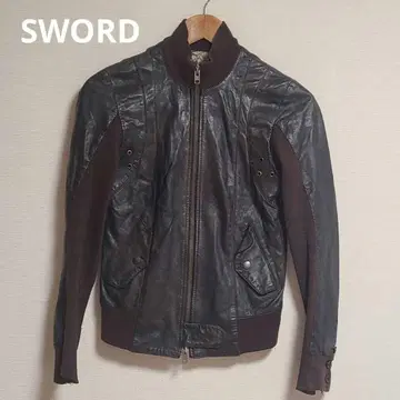 SWORD 소드 가죽 자켓 라이더스 리브 니트