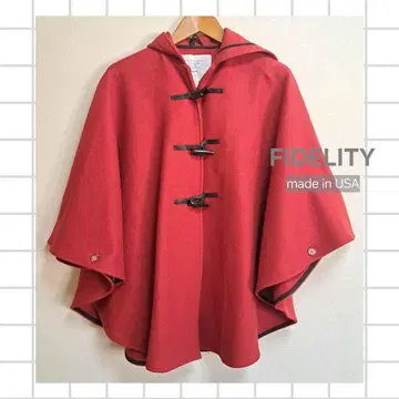 [ FIDELITY ] 빨간색 후드 부착 더플 판초 made in USA