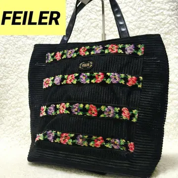 FEILER 페이러 꽃무늬 핸드백 블랙 메쉬 A4 가능