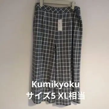 쿠미쿄쿠 그레이 계열 체크 와이드 팬츠