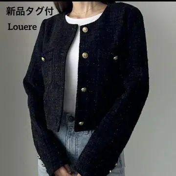 택 포함 새상품 Louere 팬시 라메 트위드 숏 자켓 M
