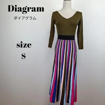 [ a1995 ] 다이어그램 롱 니트 V넥 원피스 36