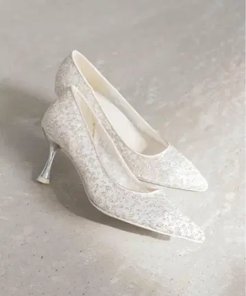 [ 새상품급 ] RANDA 글리터 튤 펌프스 (ivory) 23.5cm