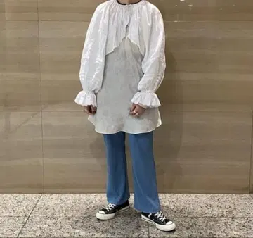 BEAMS BOY 코튼 린넨 개더 볼레로 롱 슬리브