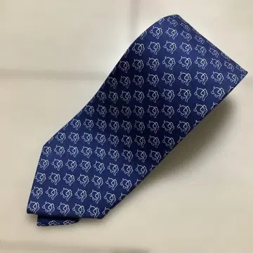 Salvatore Ferragamo 넥타이 네이비 로고 패턴